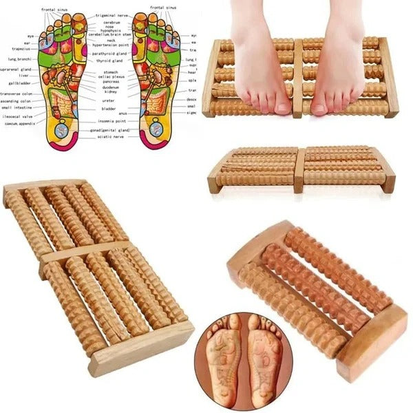Wooden Foot Massager Roller for Reflexology and Stress Relief