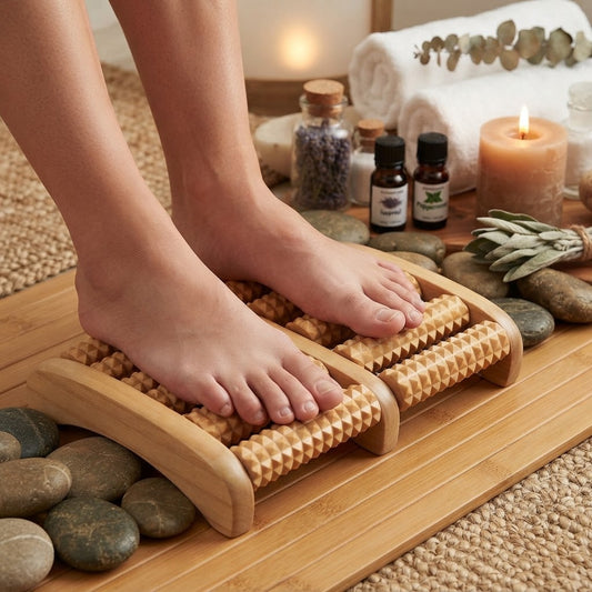 Wooden Foot Massager Roller for Reflexology and Stress Relief
